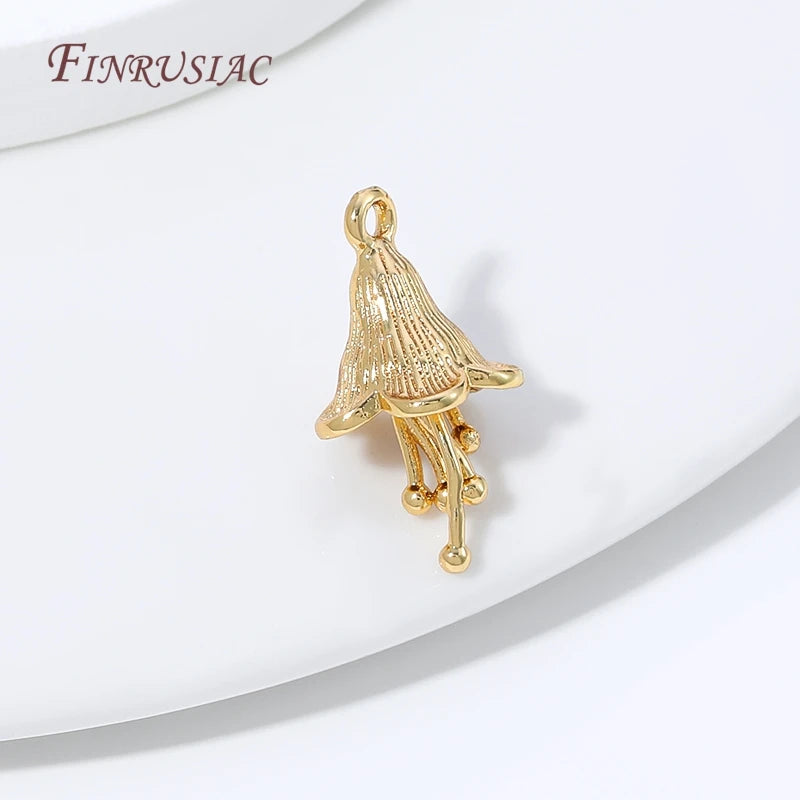 18K Gold Plated Jellyfish Charm – Brass Marine DIY Pendant DIY Jewelry Charm P3