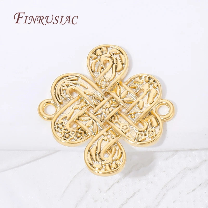 18K Gold Plated Chinese Knot 2-Hole Connector | DIY Jewelry Findings Jewelry Connector Finding P3