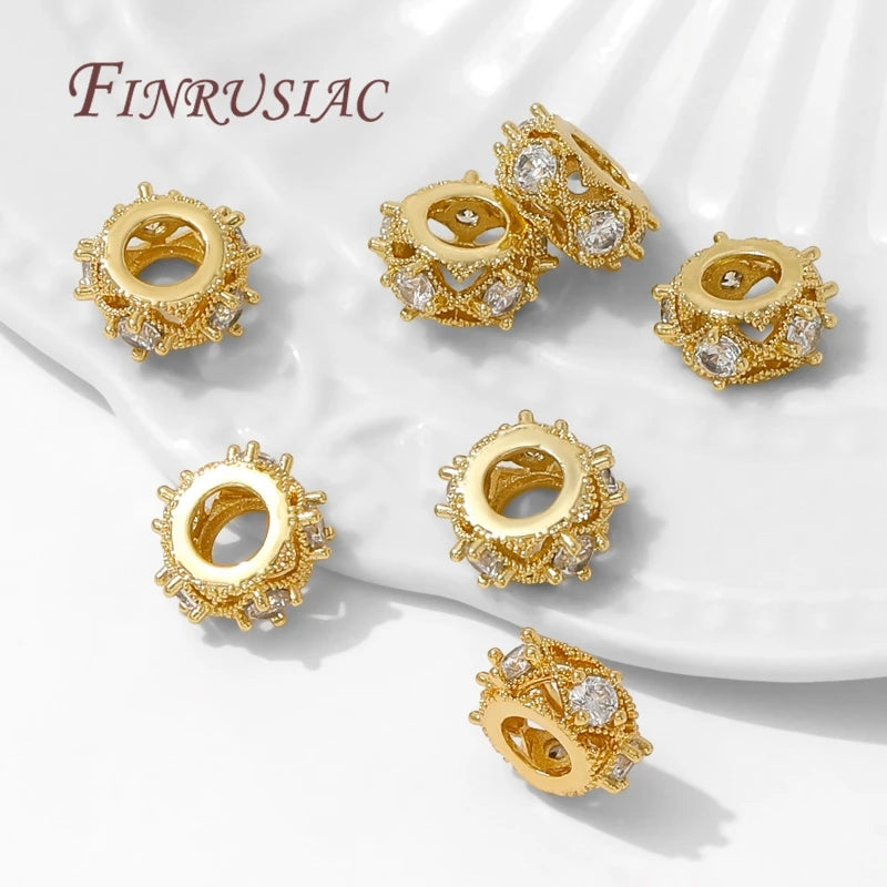 18K Gold Plated Zircon Round Spacer Beads – DIY Jewelry Making Jewelry Spacer Beads P3