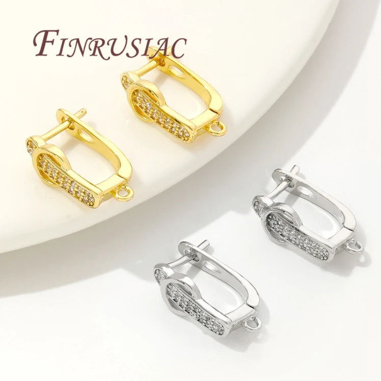 18K Gold Plated CZ Square Huggie Hoop Earrings – DIY Findings Huggie Hoop Earrings P3