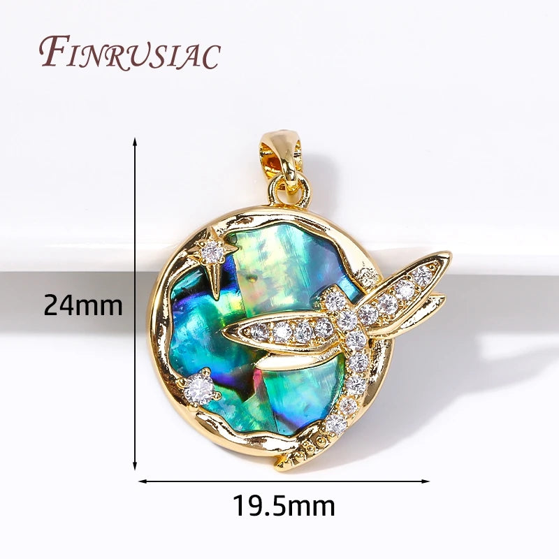 18K Gold Plated Abalone Dragonfly Charm Pendant | DIY Jewelry Jewelry Charm Pendant P3