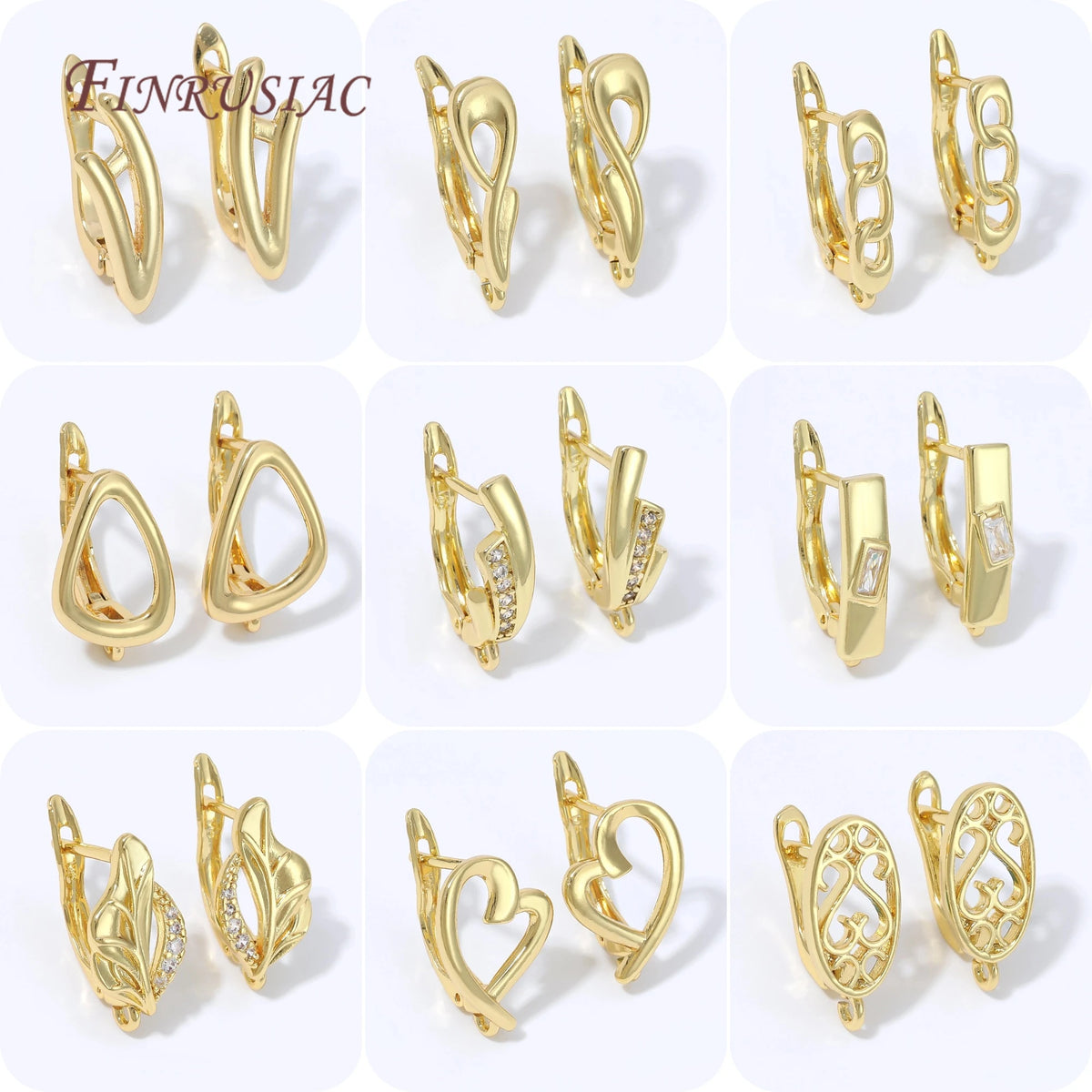 18K Gold Plated Huggie Earring Findings – Square DIY Clasp Earring Findings P3