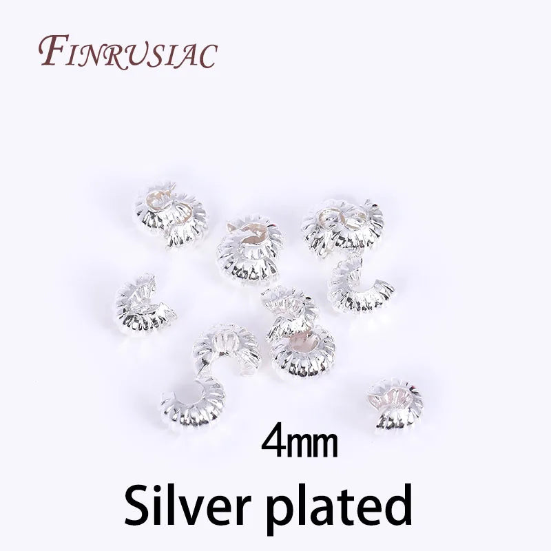 14K/18K Gold Plated 4MM Crimp Bead Covers – DIY Jewelry Findings Crimp Bead Covers P3 Silver Plated 100 Pieces