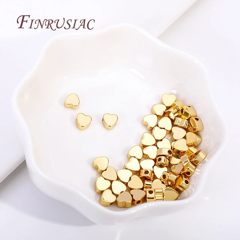 18K Gold Plated Heart Spacer Beads – DIY Bracelet Necklace Jewelry Spacer Beads P3