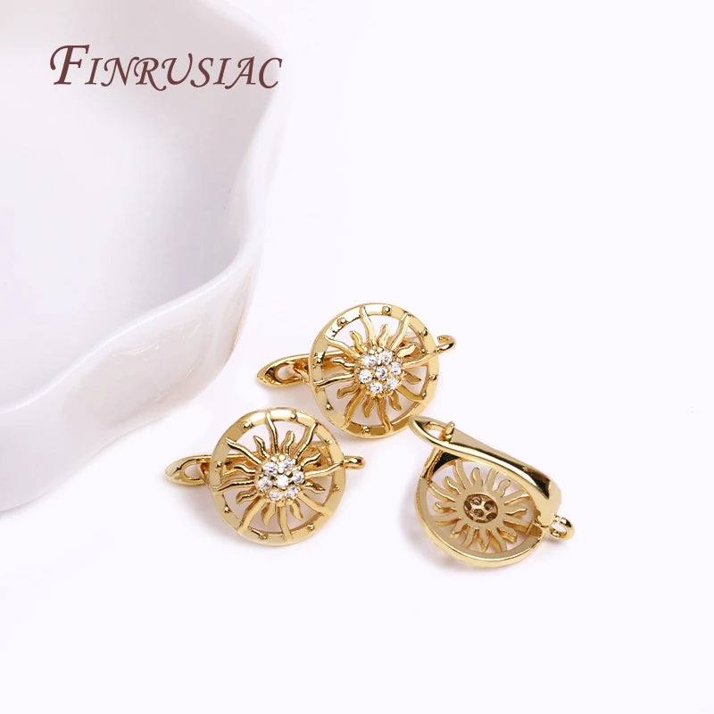 Sunflower Earring Hooks 18K Gold Plated DIY Jewelry Findings Earring Findings P3