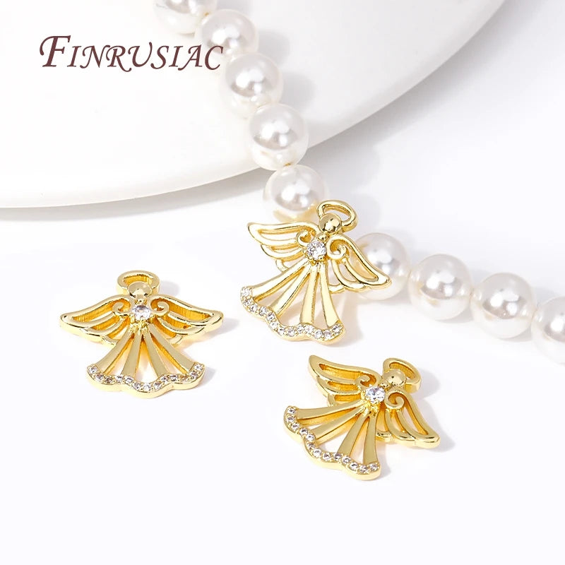 18K Gold Plated Angel Charm Pendant – Zircon DIY Jewelry Finding Jewelry Charm Pendant P3