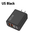120W 4-Port USB-C Fast Charger | PD & Quick Charge 3.0 USB Wall Charger P3 US Black