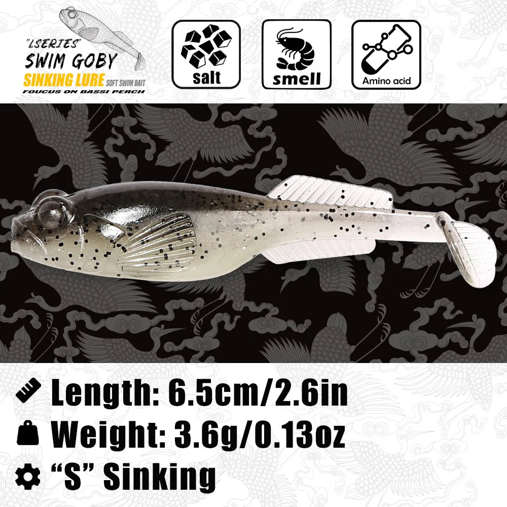 B&U Swim Goby Soft Plastic Lures – Texas Rig Drop Shot Bass Soft Plastic Lure P3