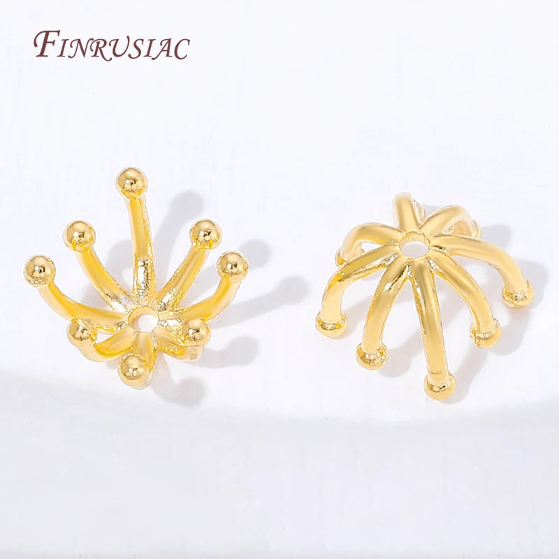 18K Gold Plated Flower Bead Caps | Brass Spacer Jewelry Findings Jewelry Findings P3
