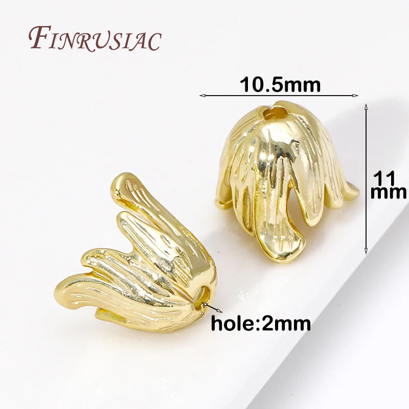 18K Gold Plated Brass Flower Bead Caps – DIY Jewelry Making Jewelry Making Findings P3 18K Gold Plated 5 Pieces