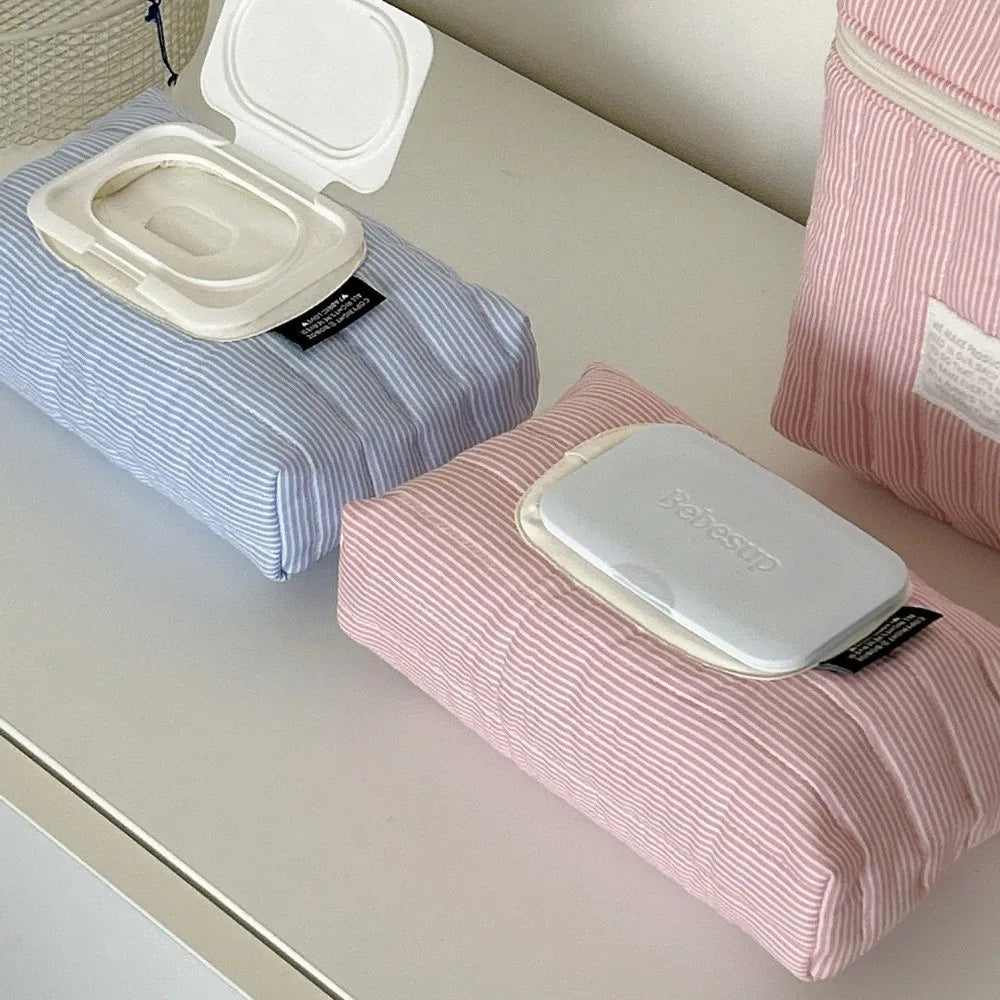 Striped Quilted Wet Wipe Pouch | Portable Tissue Case Organizer Tissue Holder P3