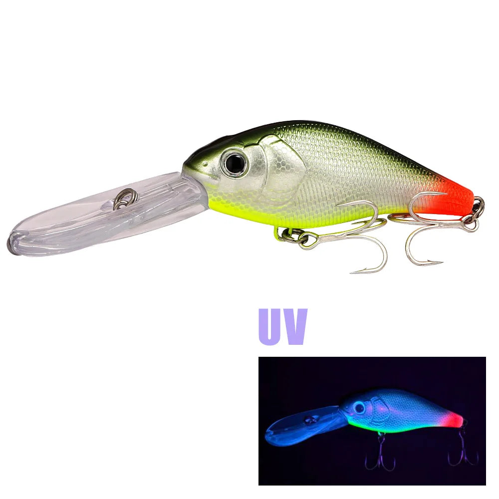 B&U UV Deep Diver Crankbait – Floating Hard Lure Pike & Zander Deep Diver Crankbait P3 green 1pc-7.5cm-27.6g