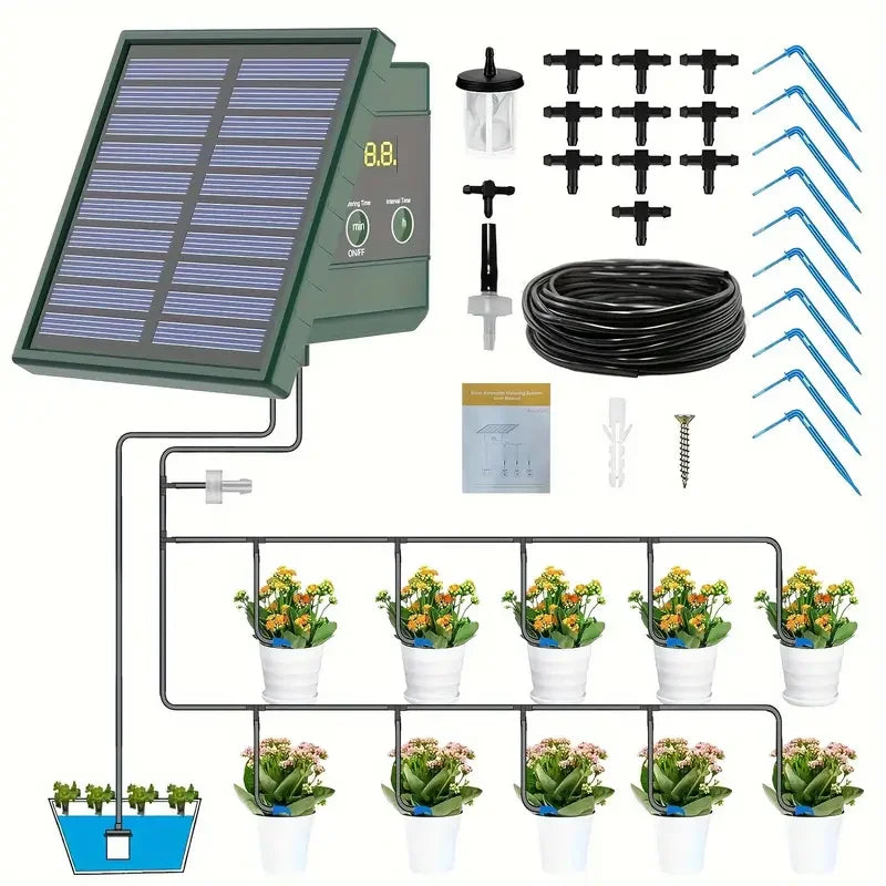 Solar Automatic Drip Irrigation System for Gardens & Raised Beds Drip Irrigation Kit P3 A
