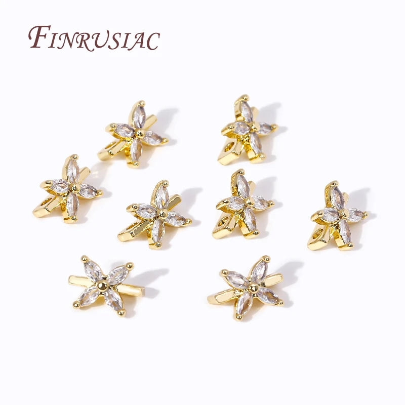 18K Gold Plated Brass Zircon Spacer Bars – 2-Hole Bead Separators Jewelry Spacer Bars P3