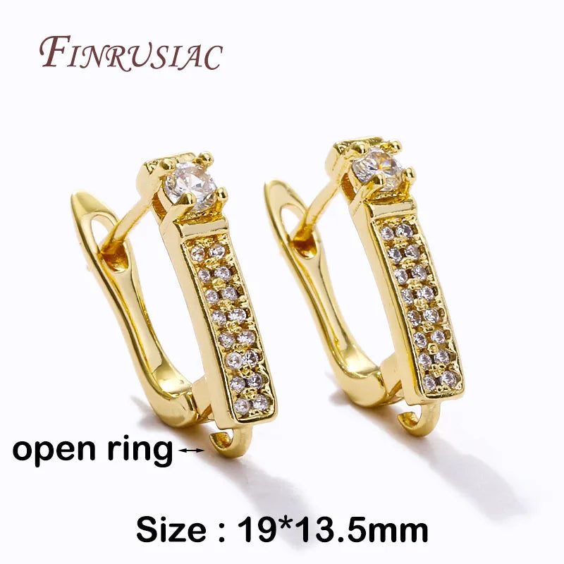 18K Gold Plated Zircon Earring Hooks – DIY Copper Earwires Earring Hook Findings P3 18K Real Gold Plated 3 pairs