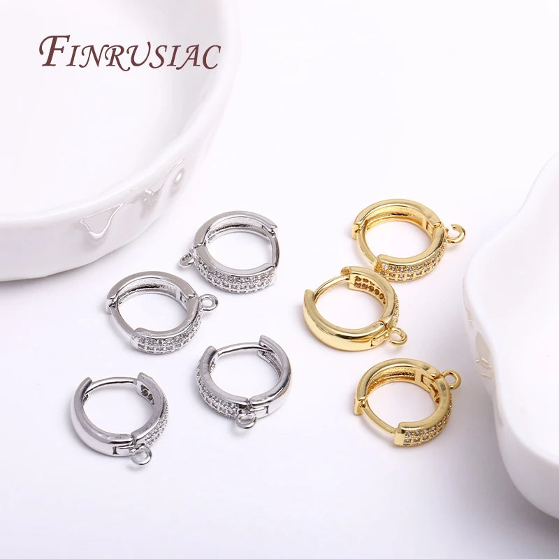 18K Gold Plated Zircon Round Hoop Earring Hooks & Clasps Earring Findings P3