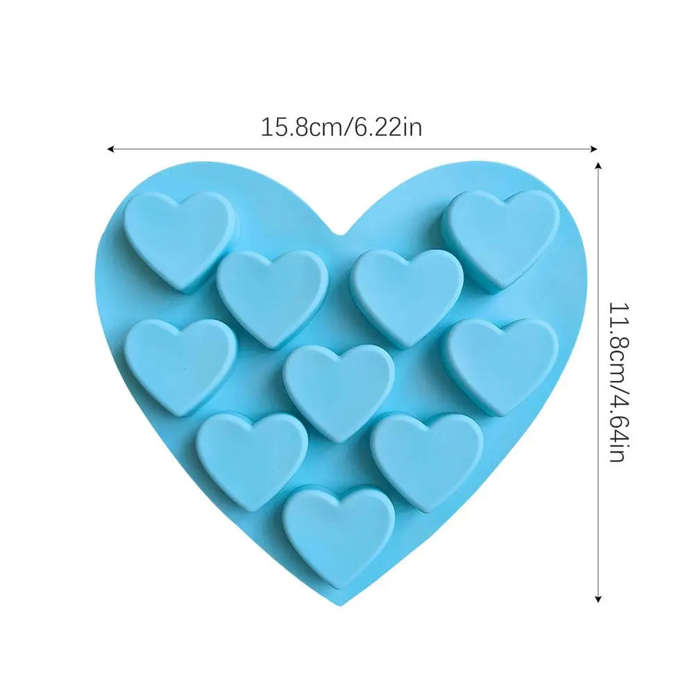 10-Grid Heart Silicone Chocolate Mold | Food Grade Baking Silicone Baking Mold P3 random color