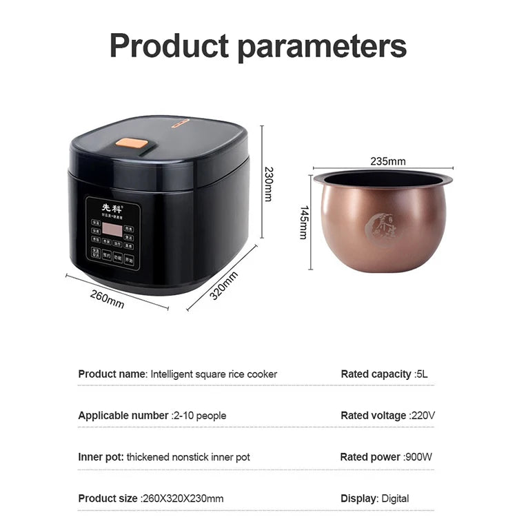 DUTRIEUX 5L Electric Rice Cooker with Steamer | Ceramic Pot Electric Rice Cooker P3