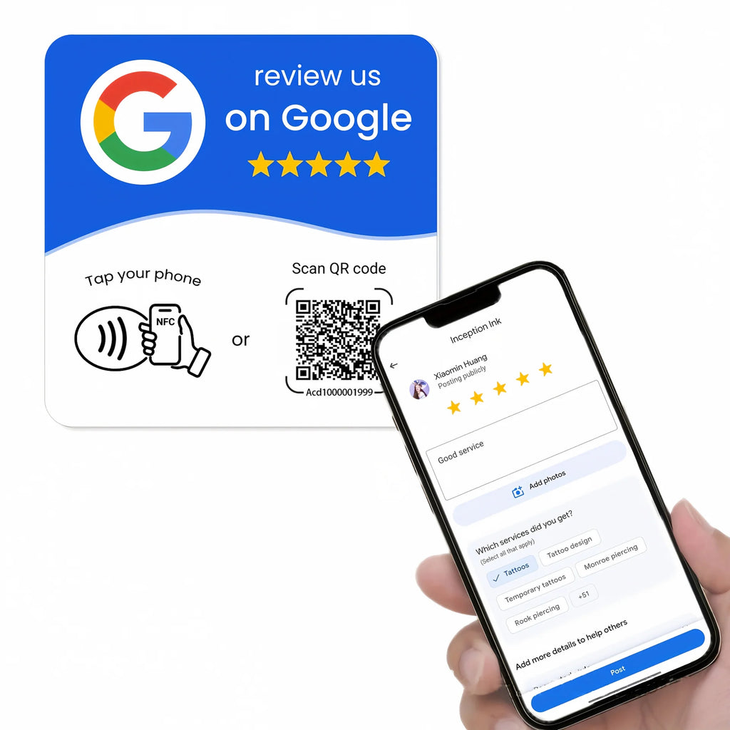 NFC 215 Programmable Google Review Standing Card & QR Code NFC Review Card P3