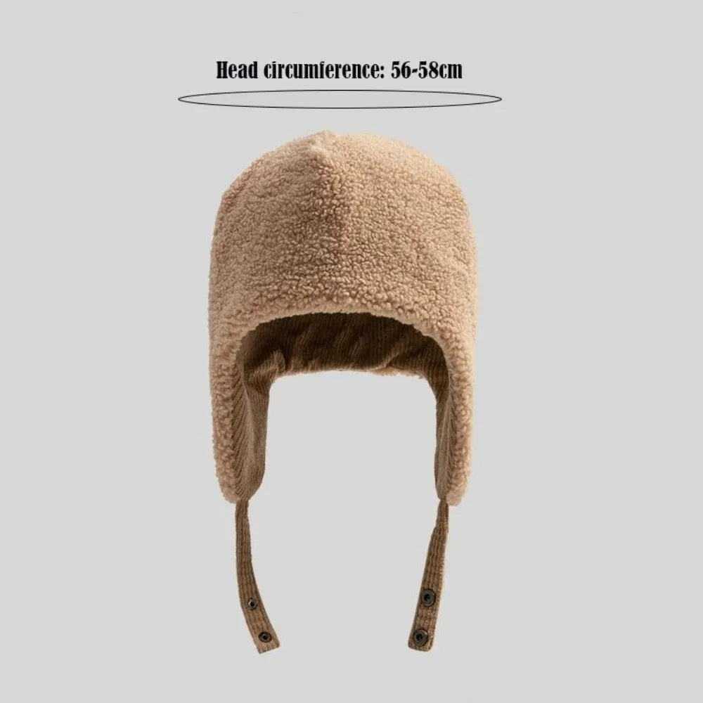 Windproof Winter Ear Flap Hat – Warm Lamb Fleece Bomber Cap Winter Ear Flap Hat P3