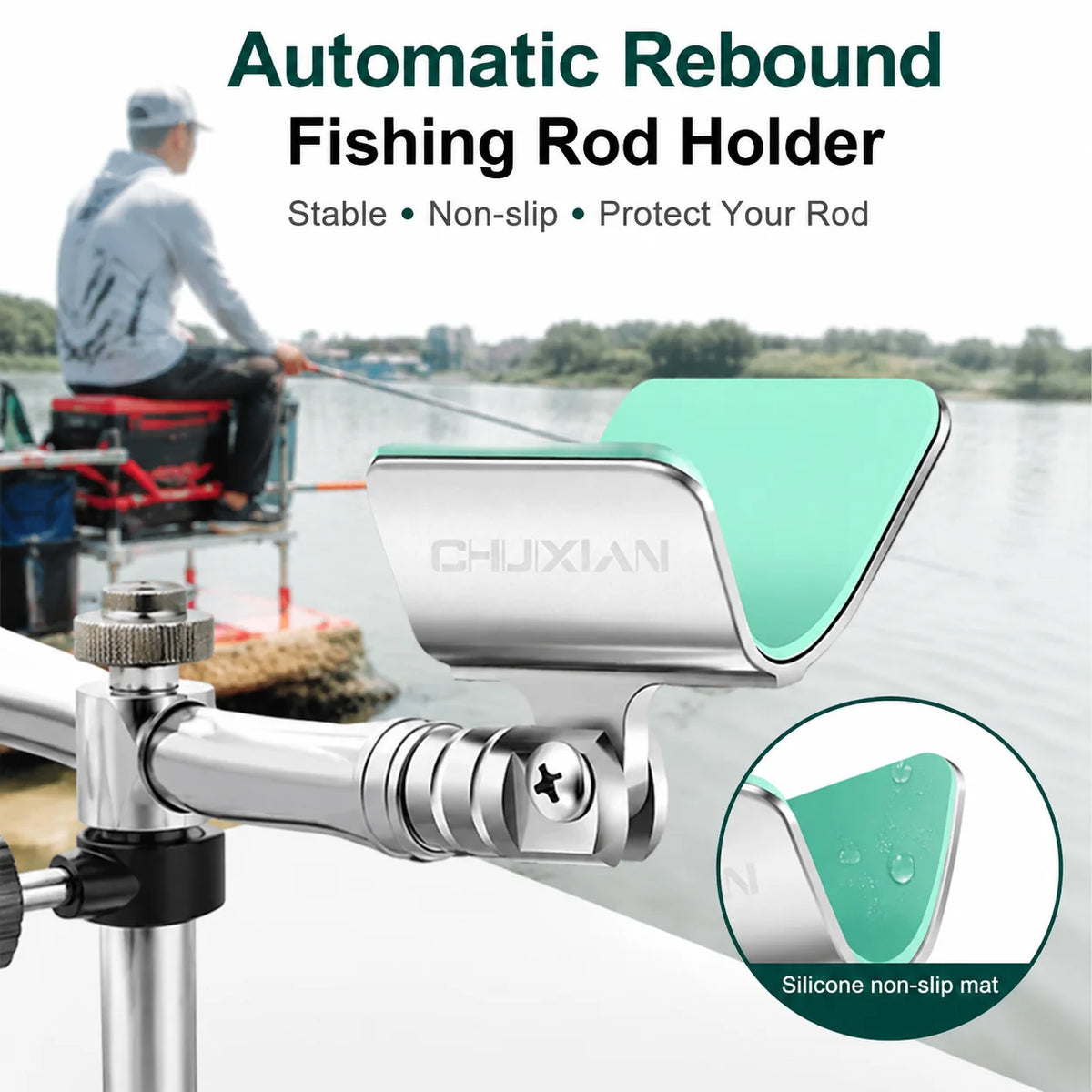 Aluminum Alloy Auto-Rebound Fishing Rod Holder | 8mm Universal Fishing Rod Holder P3