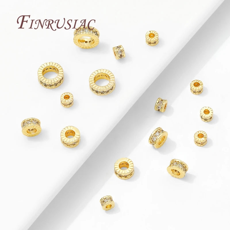 18K Gold Plated Zircon Round Spacer Beads 4mm 6mm 8mm – DIY Jewelry Spacer Beads P3