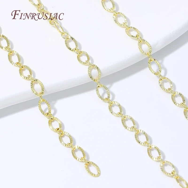 18K Gold Plated Oval Embossed Link Chain – DIY Jewelry Making DIY Jewelry Chain P3