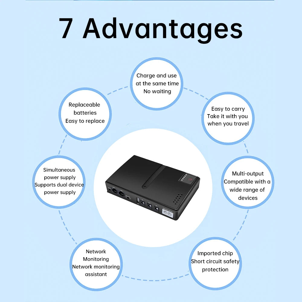 Gaqqee 1018L DC Mini UPS for Router & Modem | 5V–24V Output DC UPS Power Supply P3