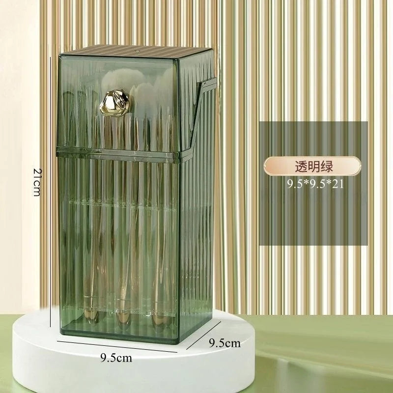 Clear Acrylic Makeup Brush Holder with Lid | Large Capacity Makeup Brush Organizer P3