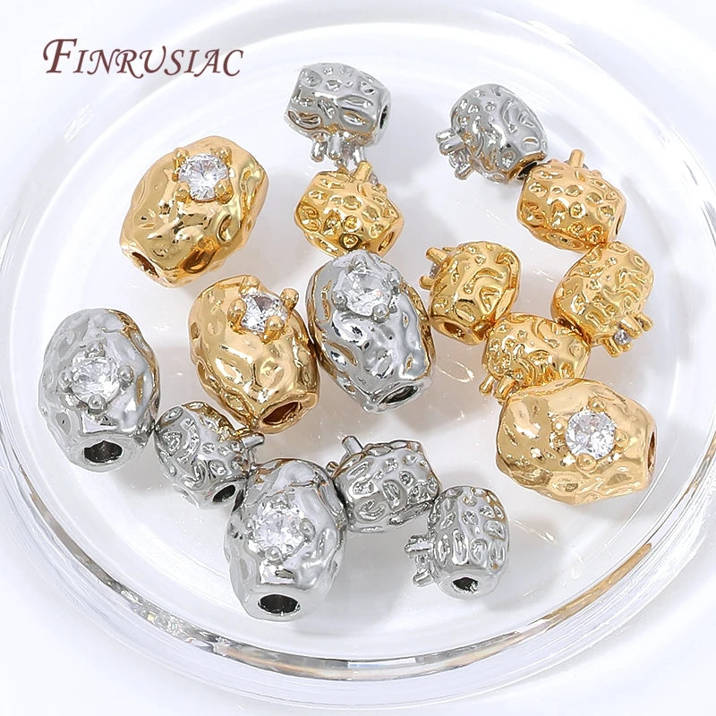 18K Gold Plated Zircon Oval Charm & Spacer Beads | DIY Jewelry Jewelry Making Beads P3