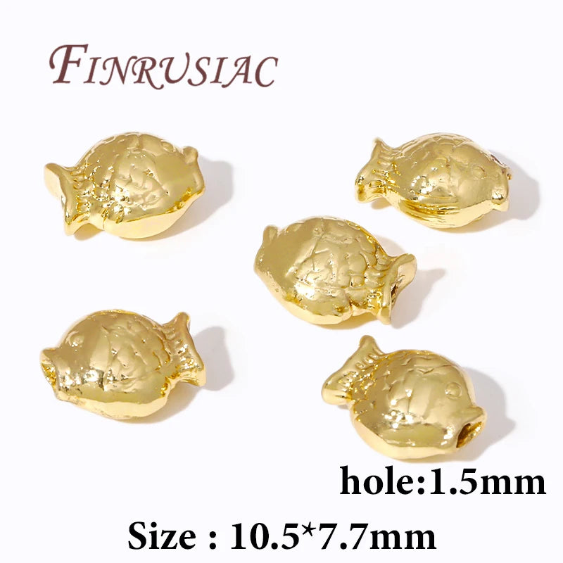 18K Gold Plated Fish Shape Spacer Beads – DIY Jewelry Making Jewelry Making Beads P3 18K Real Gold Plated 10 pcs