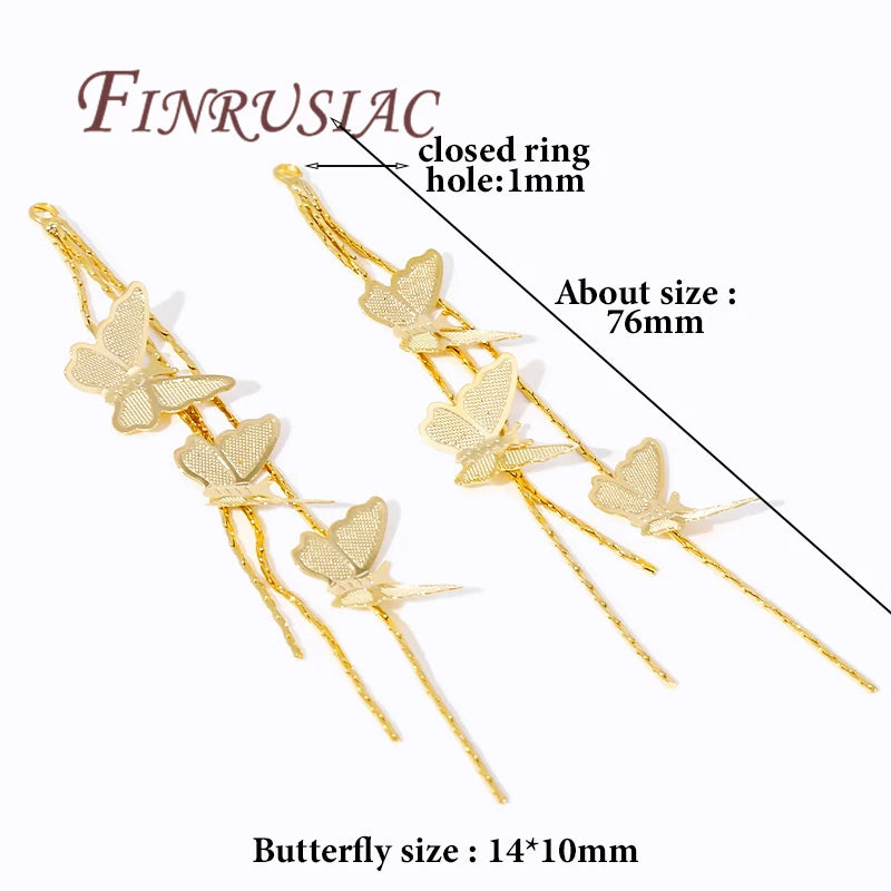 18K Gold Plated Butterfly Tassel Charm Pendants – Earring Making Jewelry Making Findings P3
