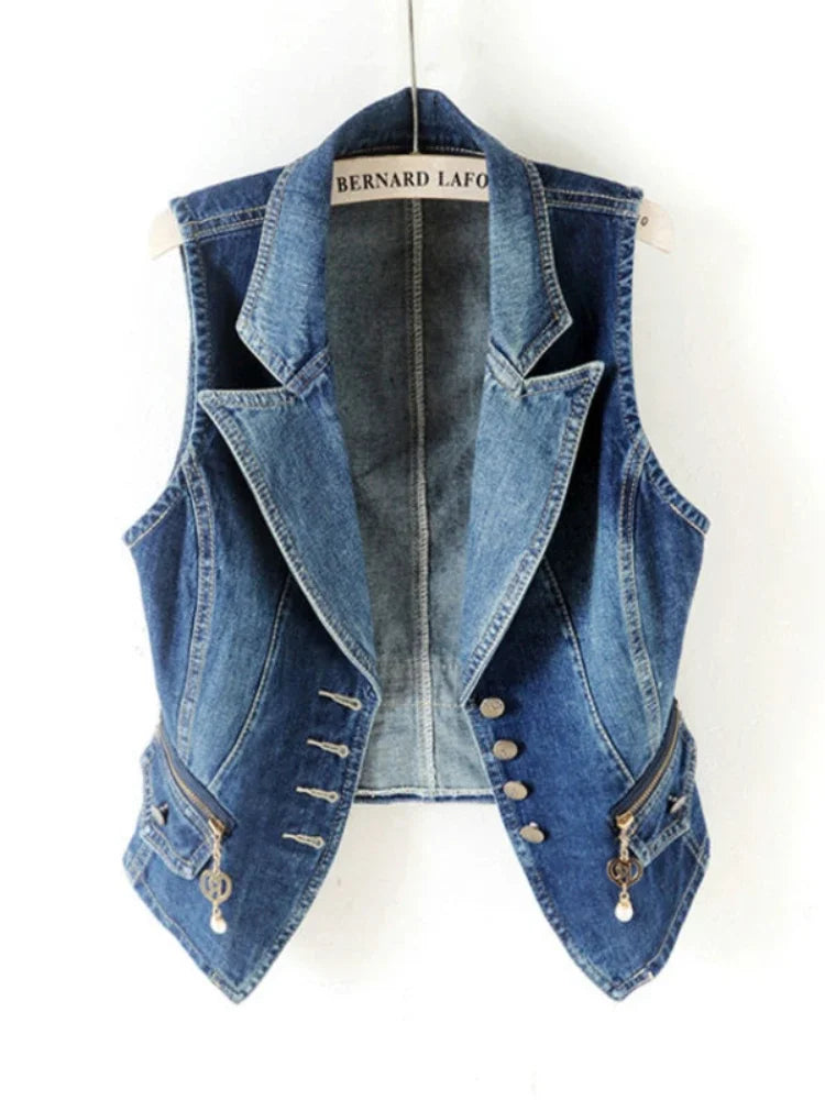 PTKPCC Women's Denim Vest Jacket – Sleeveless Waistcoat S–3XL Denim Vest Jacket P3 Blue S