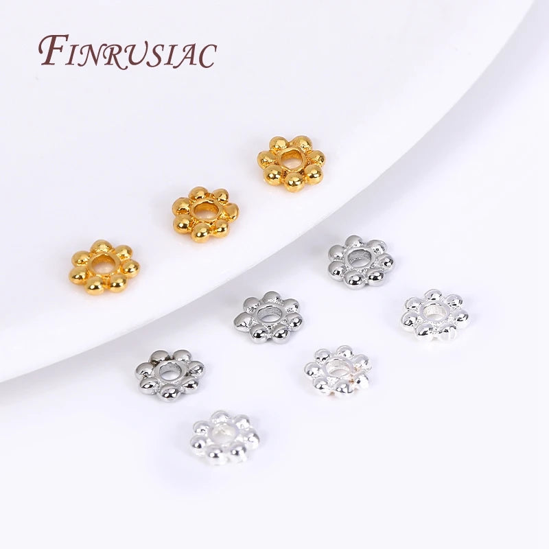 18K Gold Plated Brass Flower Bead Caps 4/5/6mm – Snowflake Spacers Bead Caps Spacers P3