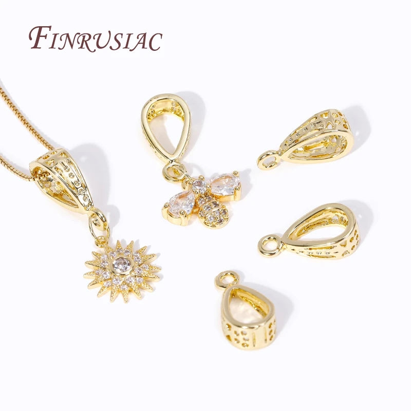 18K Gold Plated Brass Droplet Pendant Bail Connector – DIY Jewelry Pendant Bail Connector P3