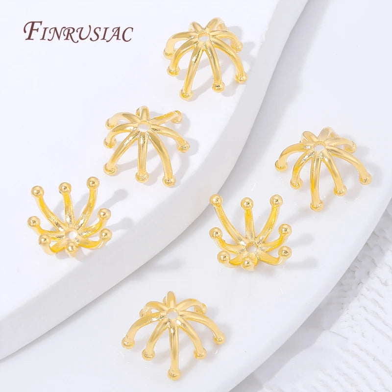 18K Gold Plated Flower Bead Caps | Brass Spacer Jewelry Findings Jewelry Findings P3