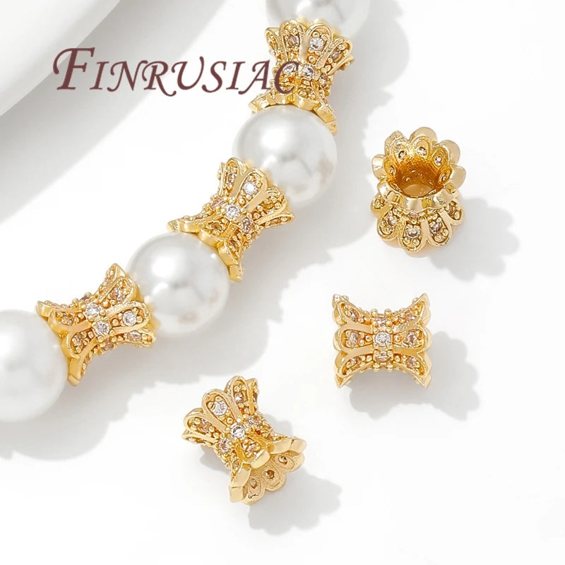 18K Gold Plated Zircon Spacer Beads – Brass DIY Jewelry Making Jewelry Spacer Beads P3
