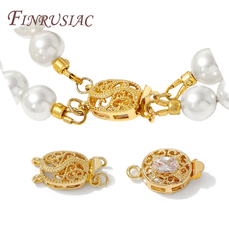 18K Gold Plated Bead Safety Clasp for Bracelets | FINRUSIAC Jewelry Clasp Findings P3