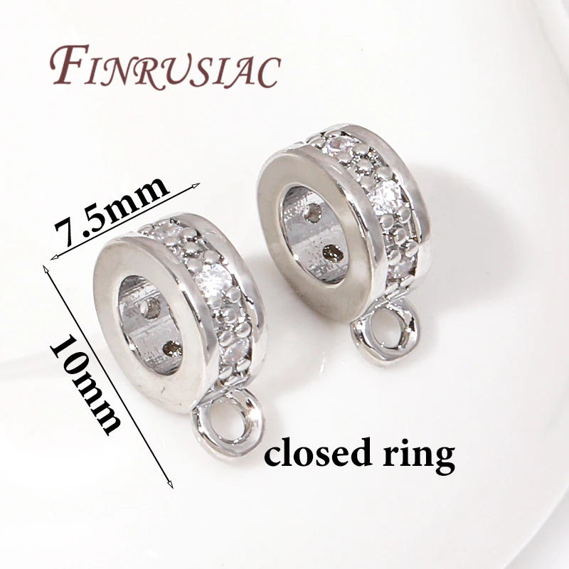 18K Gold Plated Charm Bail Beads & Spacer Beads for Jewelry Jewelry Findings P3 Rhodium Plated 6 Pieces