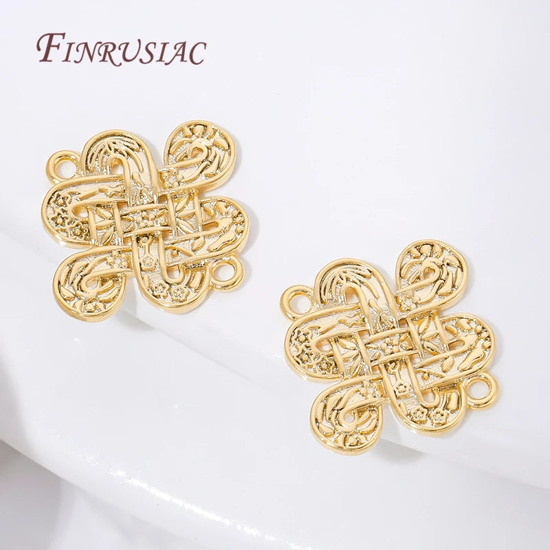 18K Gold Plated Chinese Knot 2-Hole Connector | DIY Jewelry Findings Jewelry Connector Finding P3