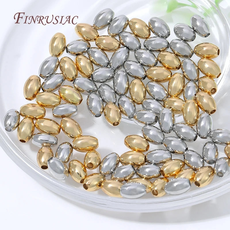 18K Gold Plated Oval Rice Spacer Beads | DIY Jewelry Making Jewelry Spacer Beads P3