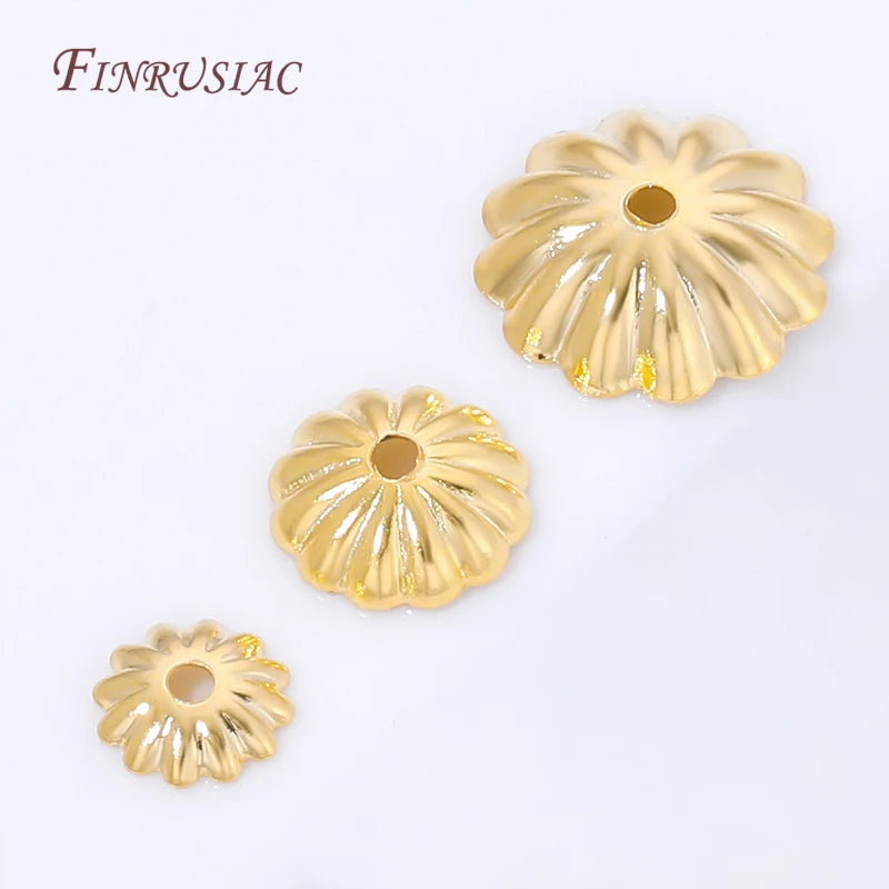 18K Gold Plated Brass Flower Bead Caps | Wavy Edge 20/40 Pcs Jewelry Bead Caps P3