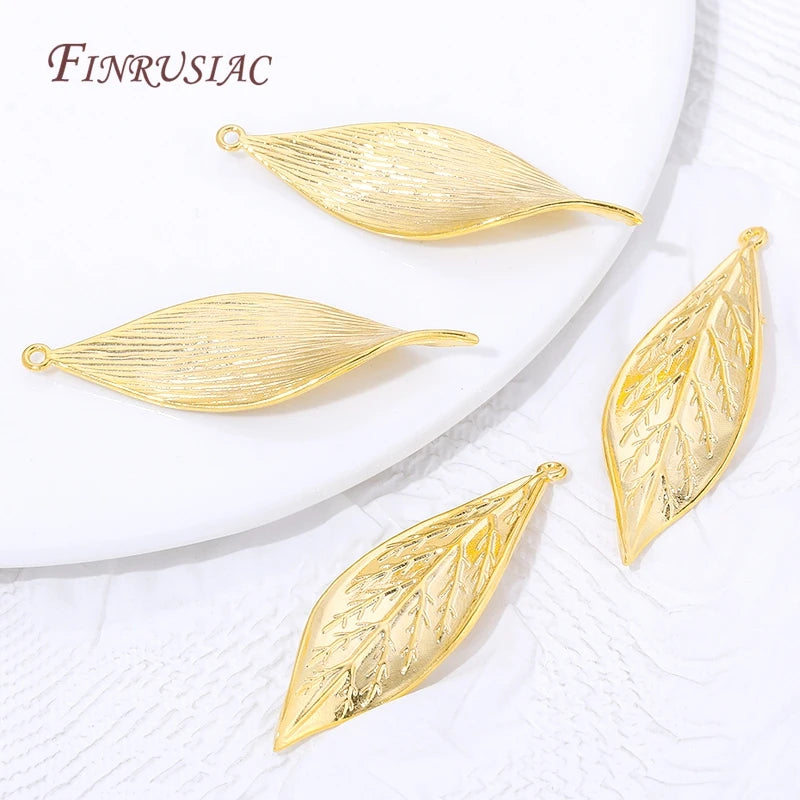 18K Gold Plated Brass Leaf Charm Connectors | DIY Jewelry Jewelry Charm Connectors P3