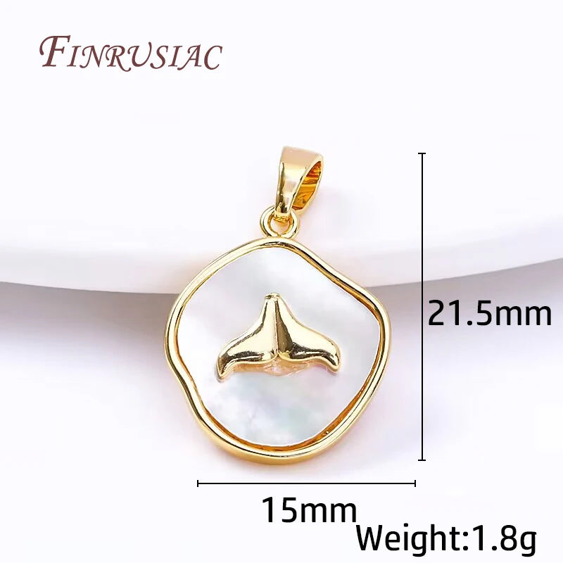 Natural Shell Fishtail Gold-Plated Pendant Charm – DIY Jewelry Pendant Charm P3 18K Real Gold Plated 3 Pieces