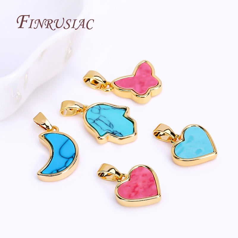 18K Gold Plated Turquoise Geometry Pendant Charms | DIY Necklace Pendant Charm P3