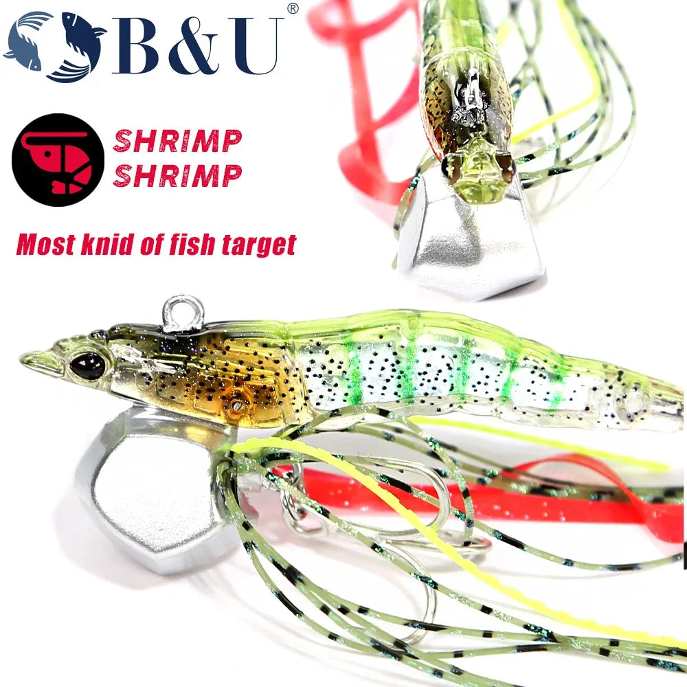 B&U 3D Metal Jig Shrimp Lure – Saltwater Shore Casting Spin Bait Metal Jig Lure P3