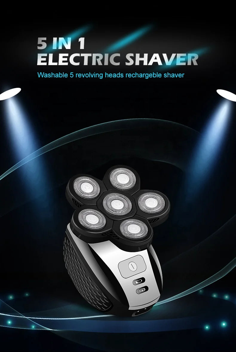 6-in-1 Men's Cordless Electric Rotary Shaver | USB Rechargeable Electric Rotary Shaver P3