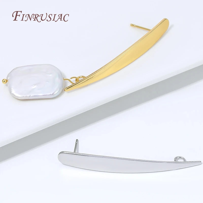 18K Gold Plated Curved Bar Stud Earring Posts – DIY Blanks Earring Blanks P3