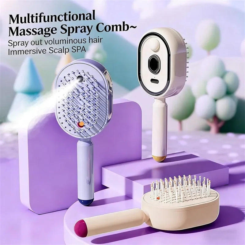 3-in-1 Electric Spray Massage Hair Brush | Anti-Static Comb Electric Hair Brush P3