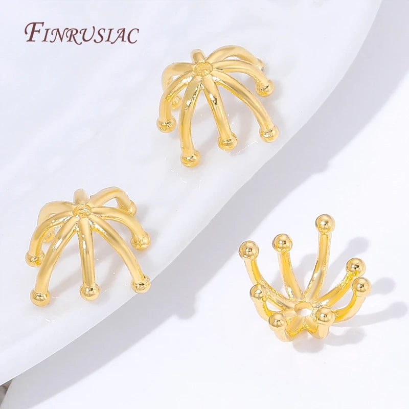 18K Gold Plated Flower Bead Caps | Brass Spacer Jewelry Findings Jewelry Findings P3
